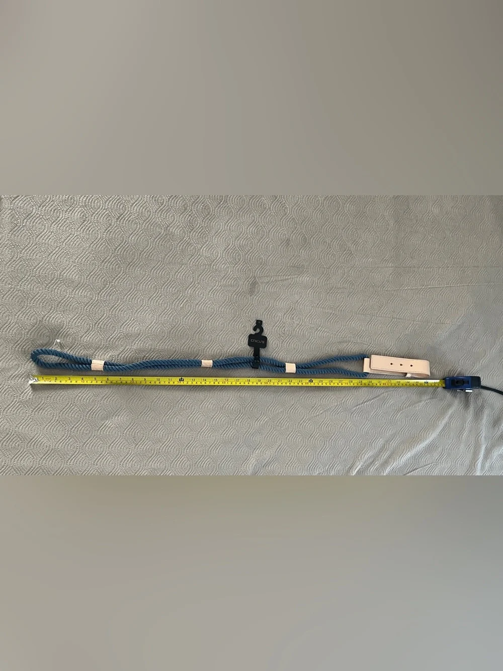 Chicos faux leather and rope belt in blue and cream size medium
